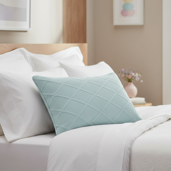 Tache Home Fashion Tache Cotton Seafoam Blue Soothing Pastel Diamond Pillow Sham (JHW-856)