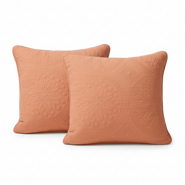 tache home fashion Tache Cotton Stone Washed Rustic Orange Medallion Tuscany Sunrise Cushion Covers Euro Sham (JHW-595)