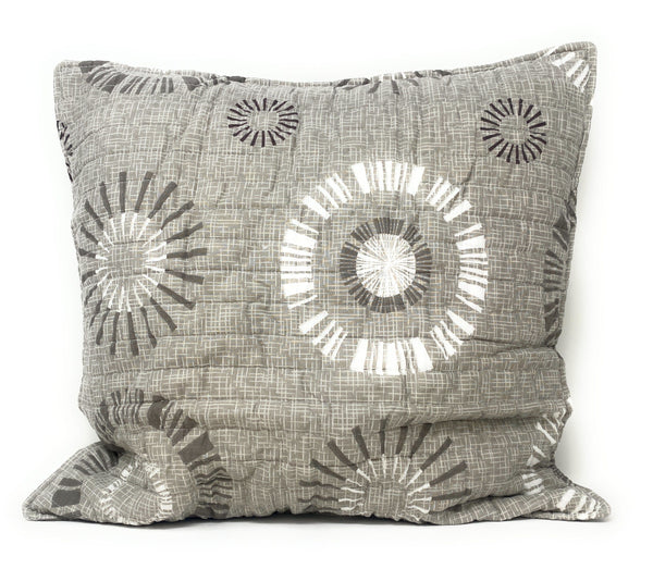 Tache Home Fashion Tache Cotton Taupe Beige Striped Floral Geometric Starburst Decorative 18x18" Throw Pillow Covers - 2-Pieces (DXJ107076)