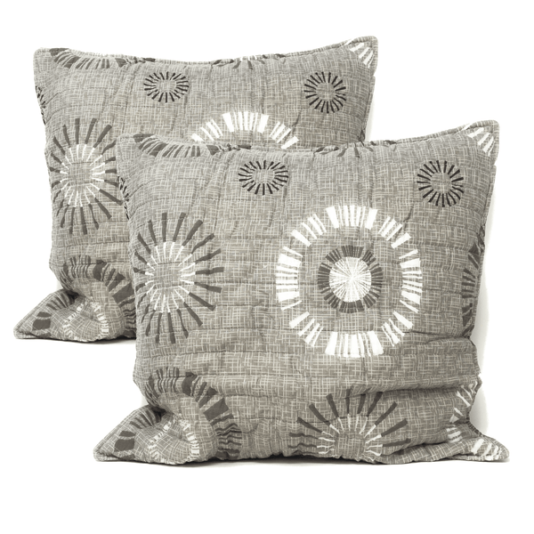 tache home fashion Tache Cotton Taupe Beige Striped Floral Geometric Starburst Decorative 18x18" Throw Pillow Covers - 2-Pieces (DXJ107076)