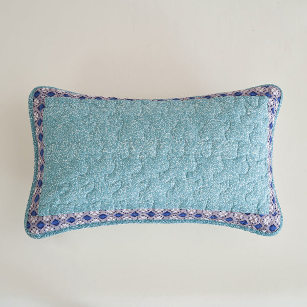 Tache Home Fashion Tache Cotton Turquoise Blue Geometric Patchwork Border Old World Lumbar Pillow Sham (JHW-936)