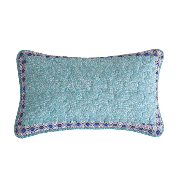 tache home fashion Tache Cotton Turquoise Blue Geometric Patchwork Border Old World Lumbar Pillow Sham (JHW-936)