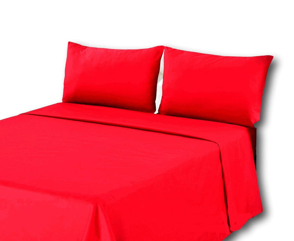 Tache Home Fashion Tache Cotton Vibrant Red Fitted Sheet Flat Sheet (BS3PC-R)