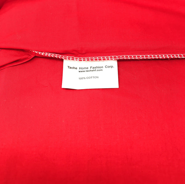 Tache Home Fashion Tache Cotton Vibrant Red Fitted Sheet Flat Sheet (BS3PC-R)