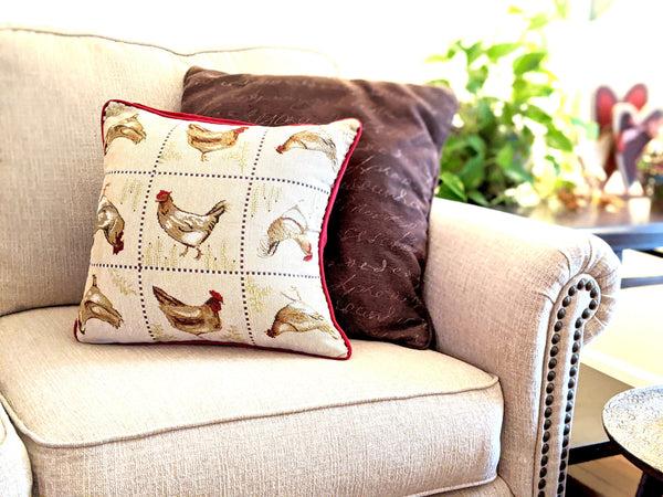Tache Home Fashion Tache Country Farmhouse Rooster Hens Woven Tapestry Throw Pillow Cover (13139CC)
