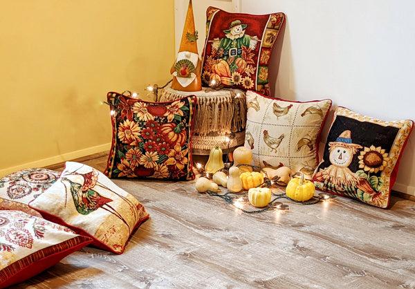 Tache Home Fashion Tache Country Farmhouse Rooster Hens Woven Tapestry Throw Pillow Cover (13139CC)