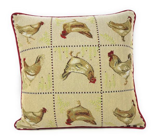 tache home fashion Tache Country Farmhouse Rooster Hens Woven Tapestry Throw Pillow Cover (13139CC)