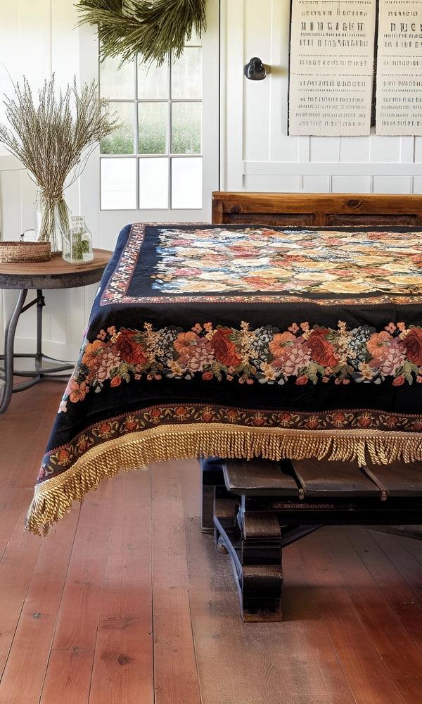 Tache Home Fashion Tache Country Rustic Floral Black Midnight Awakening Tablecloth (3089BL)
