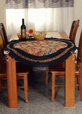 Tache Home Fashion Tache Country Rustic Floral Black Midnight Awakening Tablecloth (3089BL)
