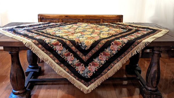 Tache Home Fashion Tache Country Rustic Floral Black Midnight Awakening Tablecloth (3089BL)
