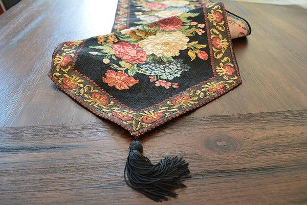 Tache Home Fashion Tache Country Rustic Floral Midnight Awakening Table Runner (3089BL)