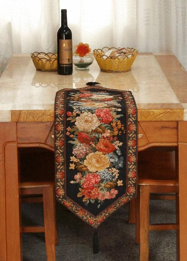 tache home fashion Tache Country Rustic Floral Midnight Awakening Table Runner (3089BL)