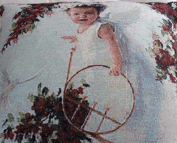 Tache Home Fashion Tache Cupid's Horn Antique Rose Bird Dove Woven Tapestry Throw Pillow Cover (16375)