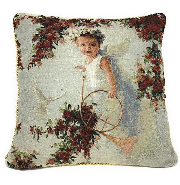 tache home fashion Tache Cupid's Horn Antique Rose Bird Dove Woven Tapestry Throw Pillow Cover (16375)
