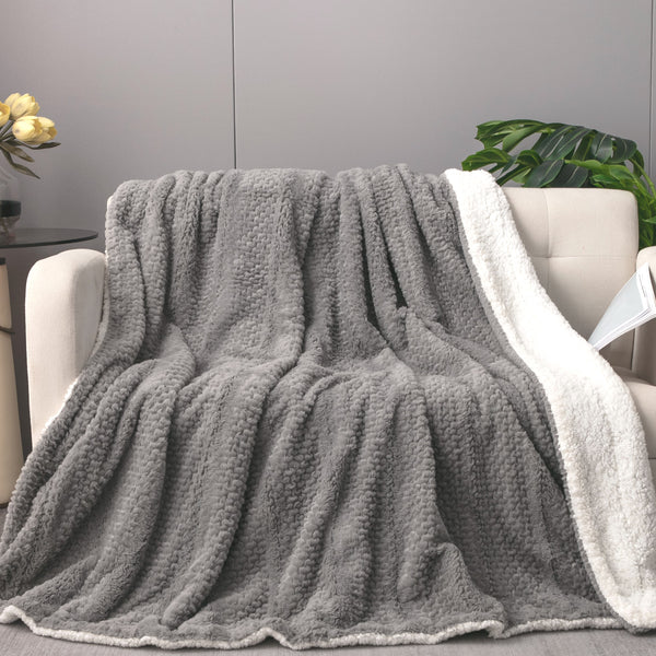 tache home fashion Tache Dark Grey Faux Fur Throw Blanket Bubble Textured Striped Embossed (#11)