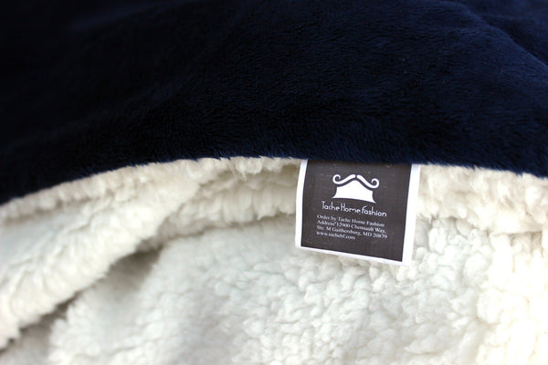 Tache Home Fashion Tache Dark Navy Blue Sherpa Winter Night Micro Fleece Throw Blanket (SMF5060BL)