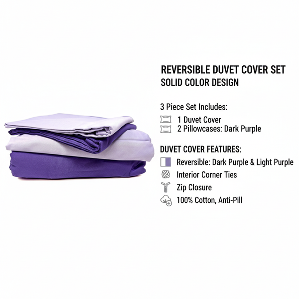 Tache Home Fashion Tache Dark Purple & Lavender Reversible Duvet Cover Set (DC36PC-PP)