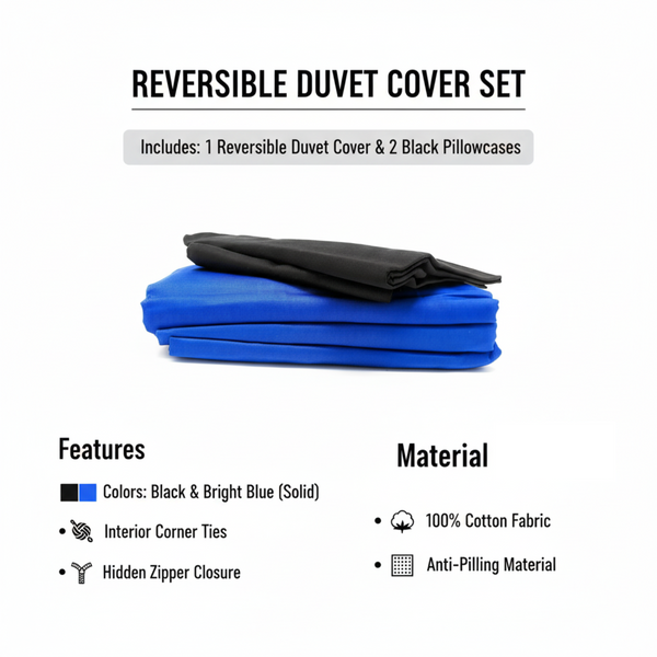 Tache Home Fashion Tache Deep Blue Black Reversible Duvet Cover Set (DC36PC-BB)