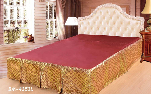 Tache Home Fashion Tache Diamond Net Red Gold Argyle Pleated Tailored Platform 14" Bed Skirt Dust Ruffle (BSK-4353LC)