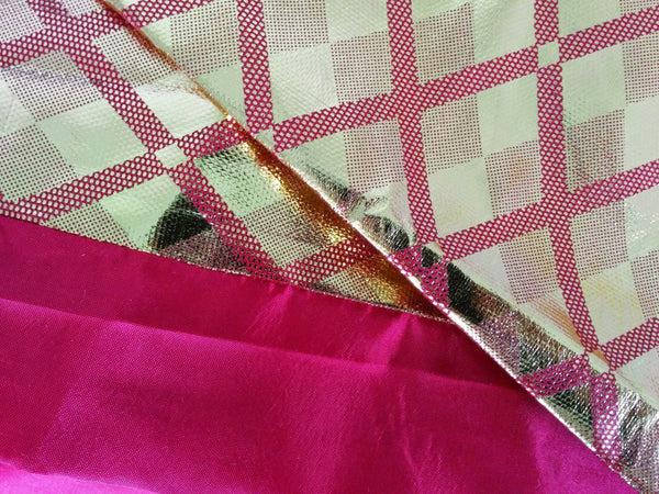 Tache Home Fashion Tache Diamond Net Red Gold Argyle Pleated Tailored Platform 14" Bed Skirt Dust Ruffle (BSK-4353LC)