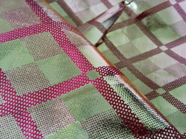 Tache Home Fashion Tache Diamond Net Red Gold Argyle Pleated Tailored Platform 14" Bed Skirt Dust Ruffle (BSK-4353LC)