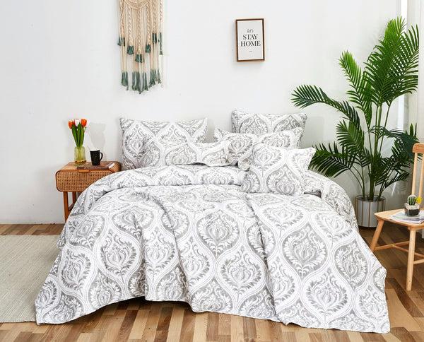 tache home fashion Tache Dreamy Moon Sky Ogee Damask Heather Gray White Quilt Set (TB300)