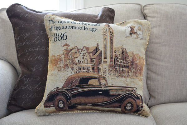 Tache Home Fashion Tache Drive Benz Into Town Big Ben London Postcard Vintage Throw Pillow Cover (16543)