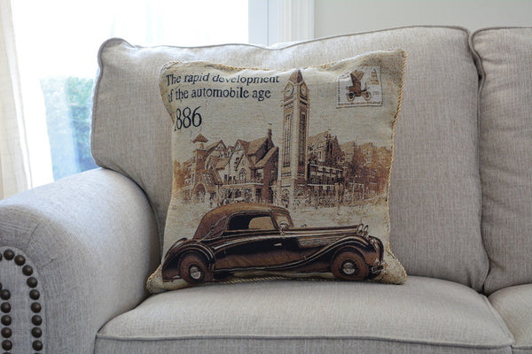 Tache Home Fashion Tache Drive Benz Into Town Big Ben London Postcard Vintage Throw Pillow Cover (16543)