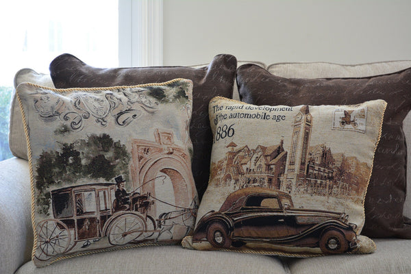 Tache Home Fashion Tache Drive Benz Into Town Big Ben London Postcard Vintage Throw Pillow Cover (16543)