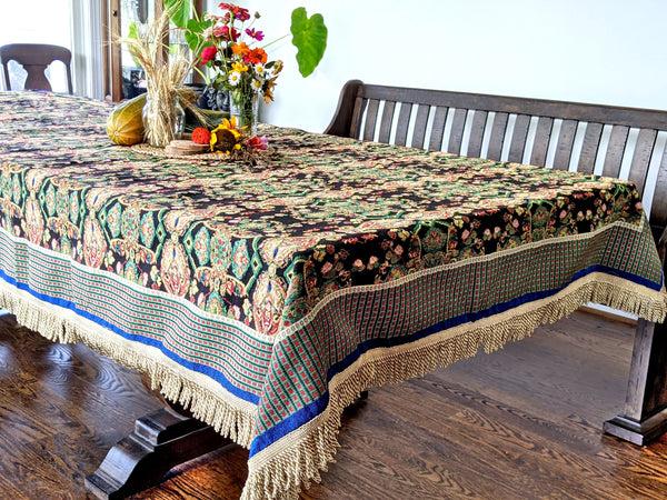 tache home fashion Tache Elegant Black Ornate Paisley Woven Tapestry Tablecloth (18192)