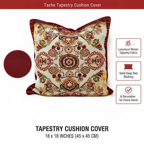 Tache Home Fashion Tache Elegant Burgundy Ornate Paisley Woven Tapestry Throw Pillow Cover (18194)