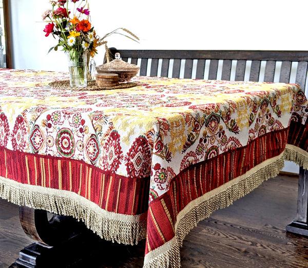 tache home fashion Tache Elegant Burgundy Ornate Paisley Woven Tapestry Tablecloth (18194)
