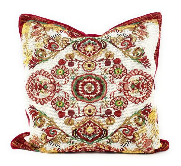 tache home fashion Tache Elegant Burgundy Ornate Paisley Woven Tapestry Throw Pillow Cover (18194)