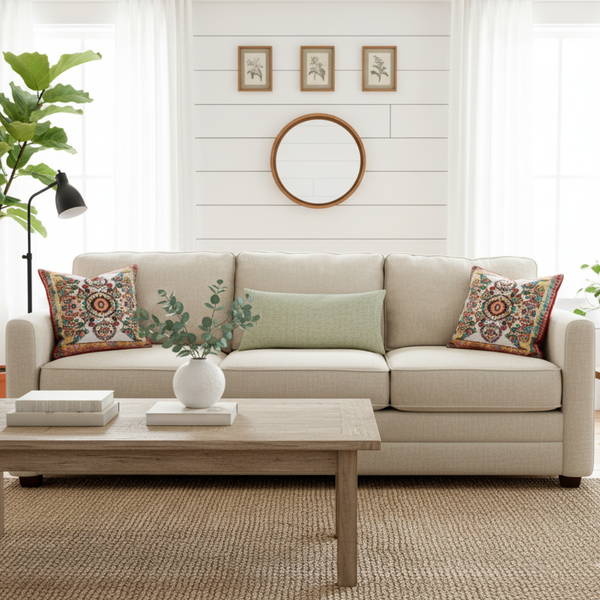 Tache Home Fashion Tache Elegant Ivory Colorful Ornate Paisley Woven Tapestry Throw Pillow Cover (18193)