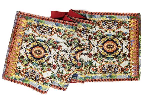 Tache Home Fashion Tache Elegant Ivory Colorful Ornate Paisley Woven Tapestry Table Runner (18193)