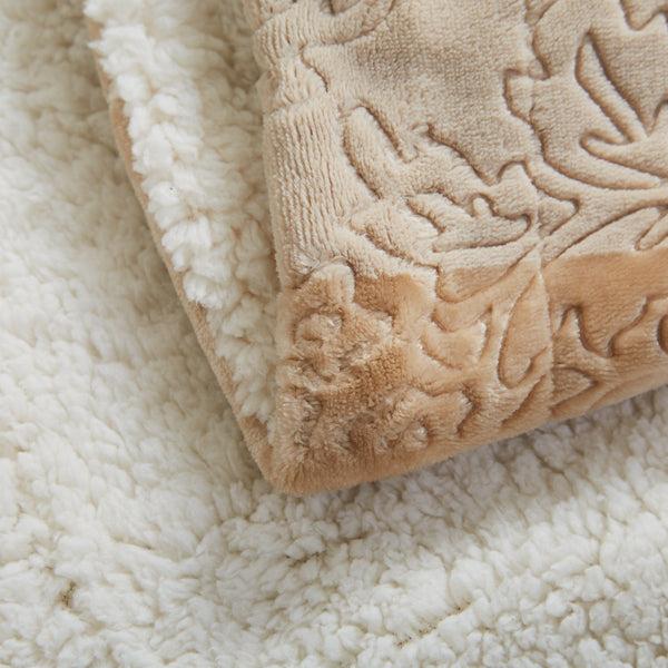 Tache Home Fashion Tache Embossed Bubbly Champagne Beige Sherpa Throw Blanket (TA62088)