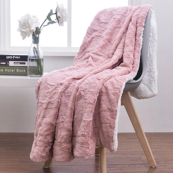 tache home fashion Tache Faux Fur Dusty Muted Pink Throw Blanket (#7)