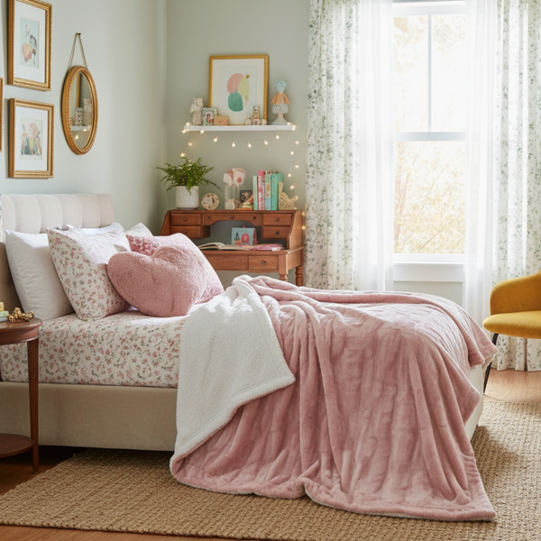 Tache Home Fashion Tache Faux Fur Dusty Rose Gold Pink Throw Blanket (#7)