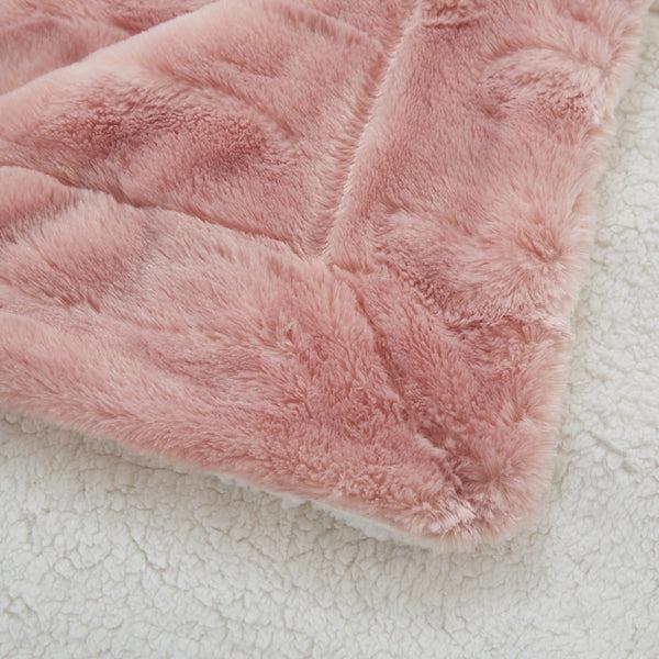 Tache Home Fashion Tache Faux Fur Dusty Rose Gold Pink Throw Blanket (#7)
