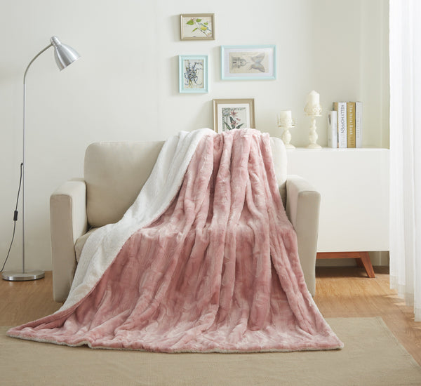 tache home fashion Tache Faux Fur Dusty Rose Gold Pink Throw Blanket (#7)