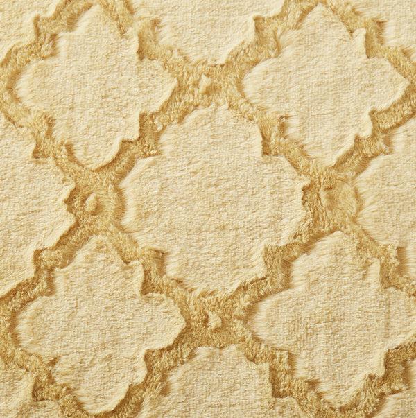 Tache Home Fashion Tache Faux Fur Mustard Yellow Moroccan Lattice Pattern Throw Blanket (3397)
