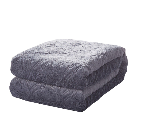 Tache Home Fashion Tache Faux Fur Steel Navy Blue Diamond Trellis Pattern Throw Blanket (3390)