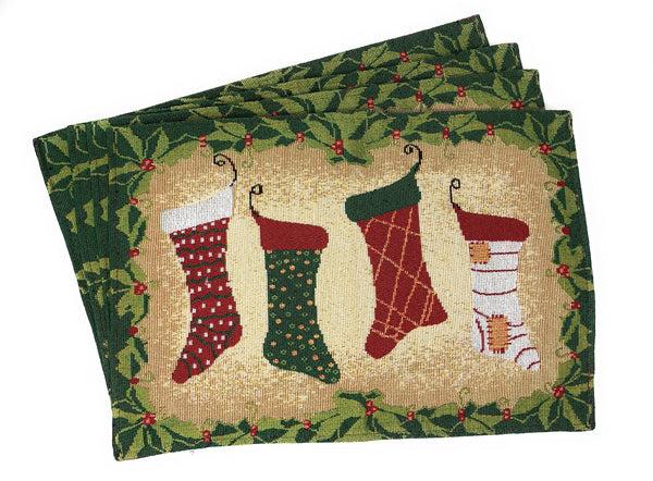 Tache Home Fashion Tache Festive Hang My Stockings By The Fireplace Placemat Set Of 4 (12910PM)