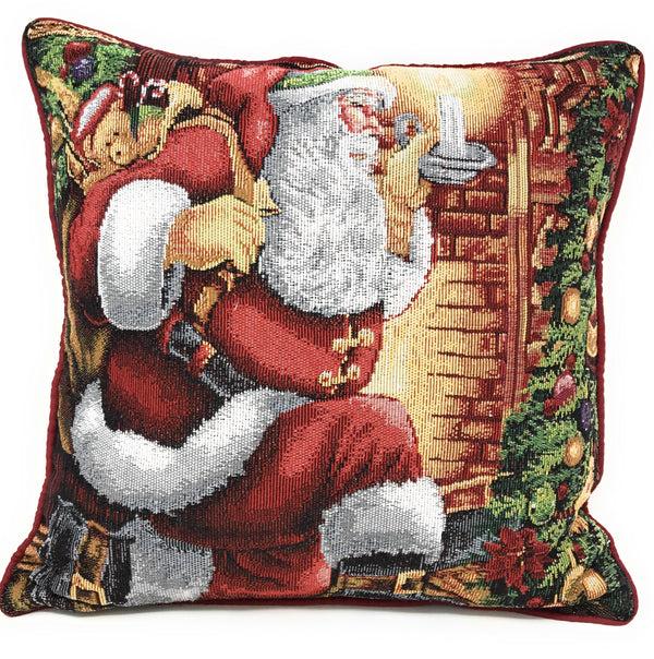 tache home fashion Tache Festive Santa Down the Chimney Tapestry Throw Pillow Cover (DB11533CC)