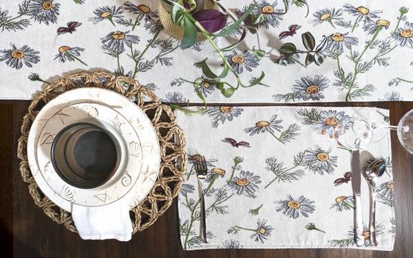 Tache Home Fashion Tache Floral Daisies Ladybugs Woven Tapestry Placemat Set (18114)