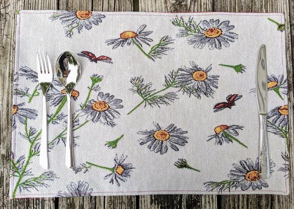 tache home fashion Tache Floral Daisies Ladybugs Woven Tapestry Placemat Set (18114)