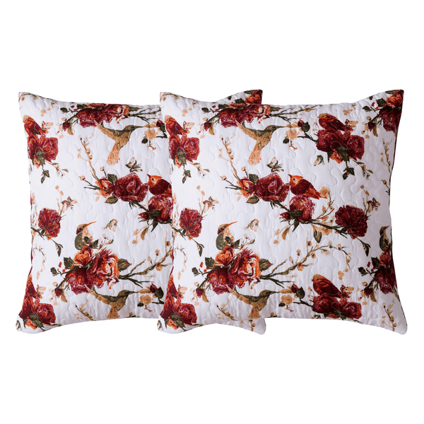 Tache Home Fashion Tache Floral Hummingbirds Burgundy White Vintage Rose Garden Cushion Covers Euro Sham (SD-7676)