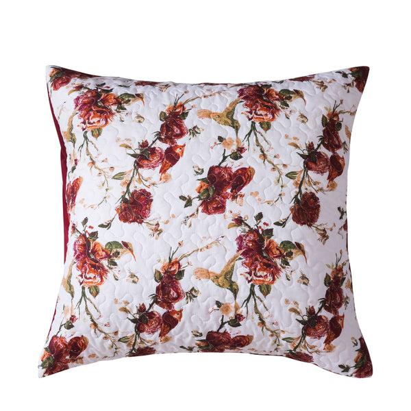 tache home fashion Tache Floral Hummingbirds Burgundy White Vintage Rose Garden Cushion Covers Euro Sham (SD-7676)