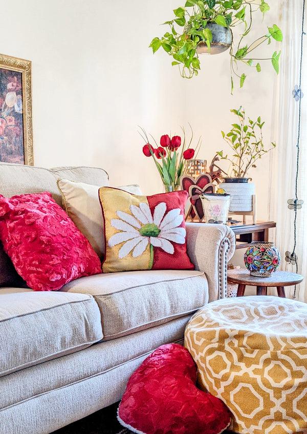 Tache Home Fashion Tache Floral Loves Me Not Daisy Tapestry Throw Pillow Cover (9046)