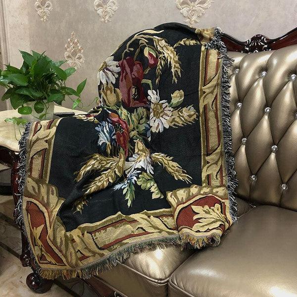 Tache Home Fashion Tache Floral Wheat Bouquet Harvest Tapestry Throw With Fringe (1358)